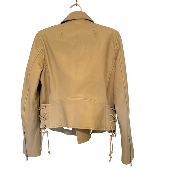 A.L.C. | $1,495 Dree Zip-Front Leather Moto Jacket in Tan/Camel, Size 8 - Picture 5 of 12